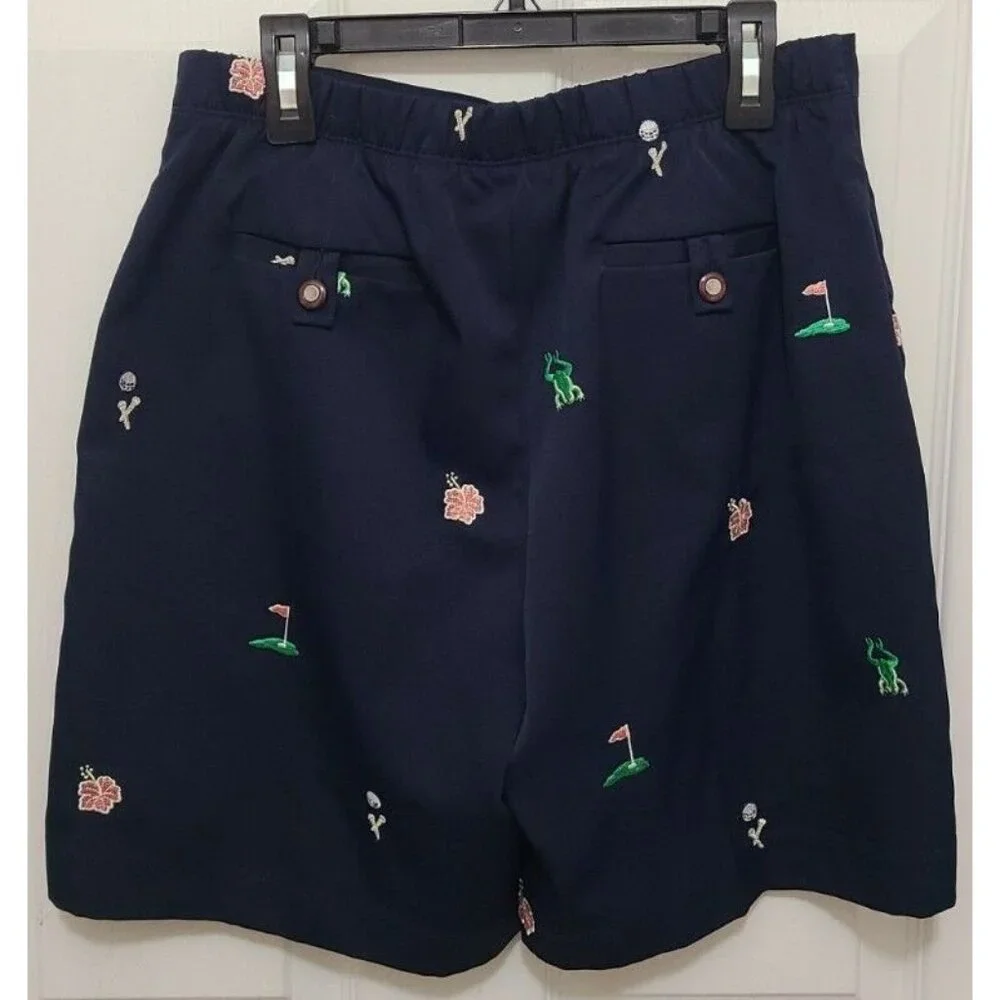 x2 Coral Bay Golf Women's Elastic Waist Golf Shorts‎ Embroidered Blue/Tan Sz 6P